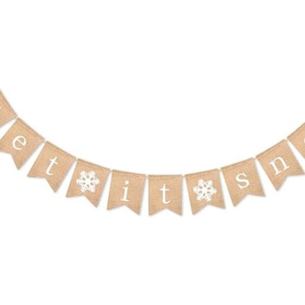 SWYOUN Burlap Let It Snow Banner con copo de nieve de_3