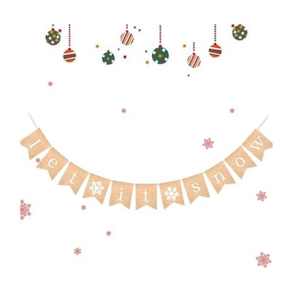 SWYOUN Burlap Let It Snow Banner con copo de nieve de_5
