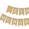 SWYOUN Burlap Eid Mubarak Banner Suministros con purpurina_3