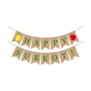 SWYOUN Arpillera feliz Sukkot Banner Sukkah Party Garland_1