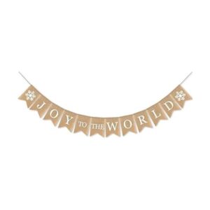 SWYOUN Burlap Joy to The World Banner Feliz Invierno_1