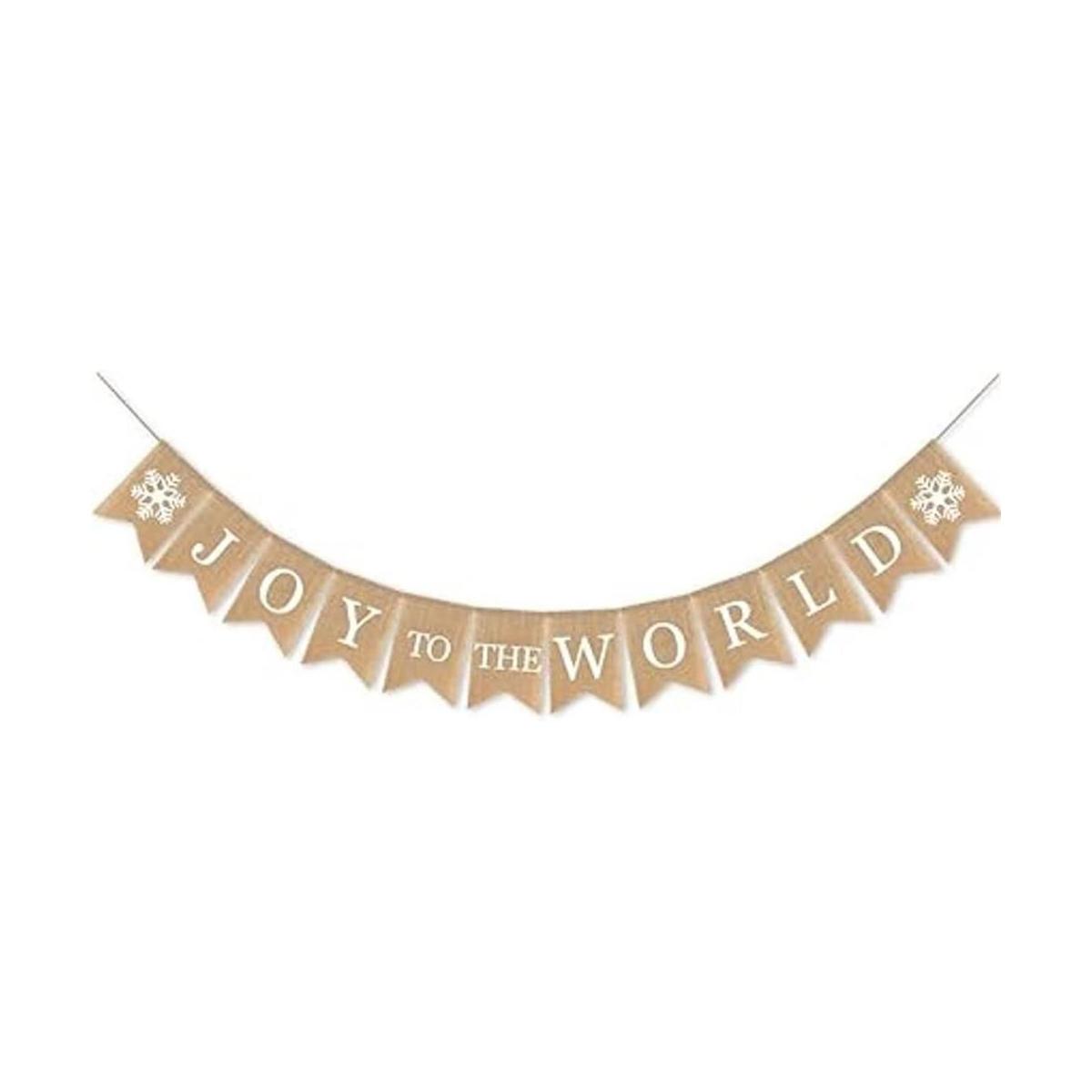 SWYOUN Burlap Joy to The World Banner Feliz Invierno