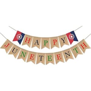SWYOUN Burlap Happy Juneteenth Banner Africa American_1
