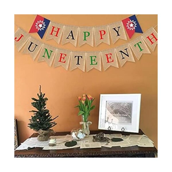 SWYOUN Burlap Happy Juneteenth Banner Africa American_2