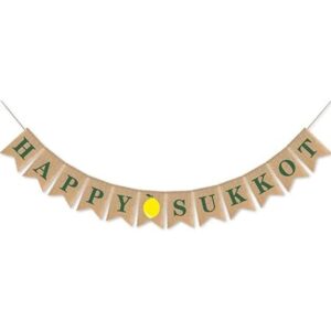 SWYOUN Burlap Happy Sukkot Banner Sukkah judío fiesta_1
