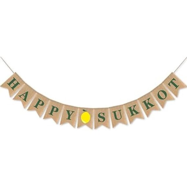 SWYOUN Burlap Happy Sukkot Banner Sukkah judío fiesta_1