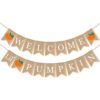SWYOUN Arpillera Bienvenido Pequeña Calabaza Banner Otoño_1