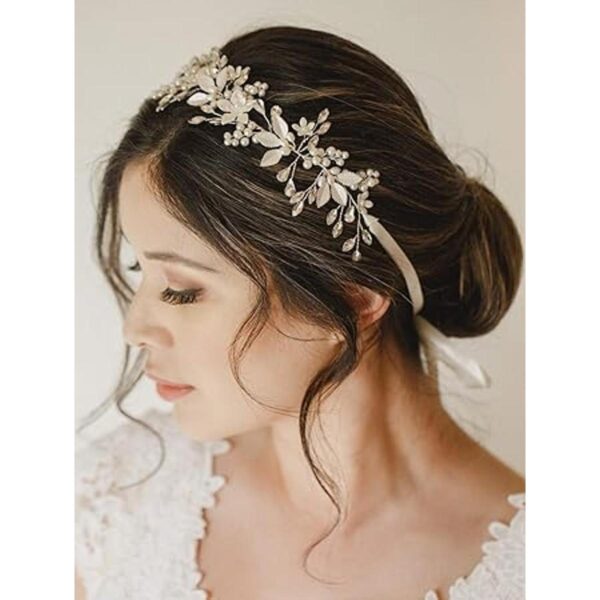 SWEETV Diadema de boda hecha a mano con diamantes de_3
