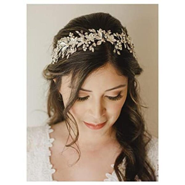 SWEETV Diadema de boda hecha a mano con diamantes de_1