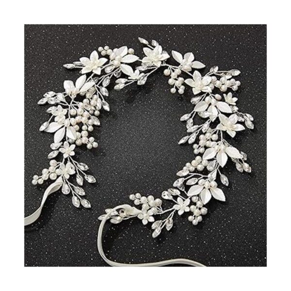 SWEETV Diadema de boda hecha a mano con diamantes de_4