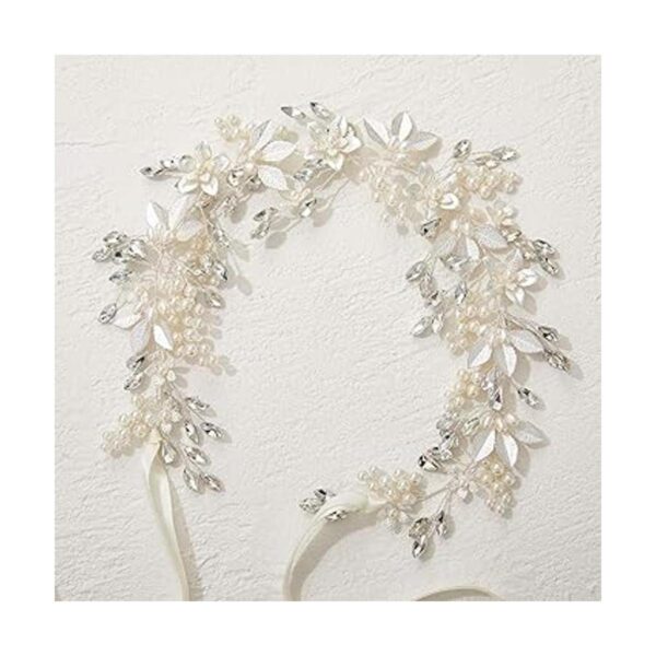 SWEETV Diadema de boda hecha a mano con diamantes de_5