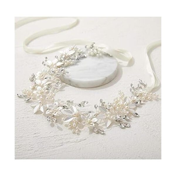 SWEETV Diadema de boda hecha a mano con diamantes de_6