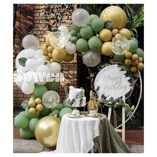 SUWEN Kit de guirnalda de arco de globos de color verde_4