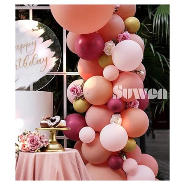 SUWEN Kit de arco de guirnalda de globos rosa polvoriento_5