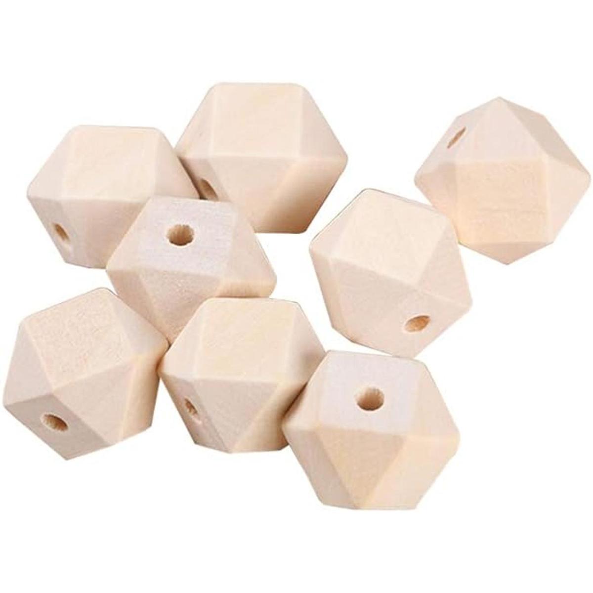 SUPVOX 100 cuentas de madera geométricas facetadas sin
