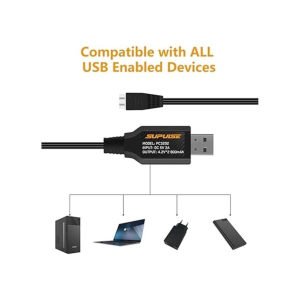 SUPULSE 2 cables de carga USB 2A para 2S 7.4V batería LiPo