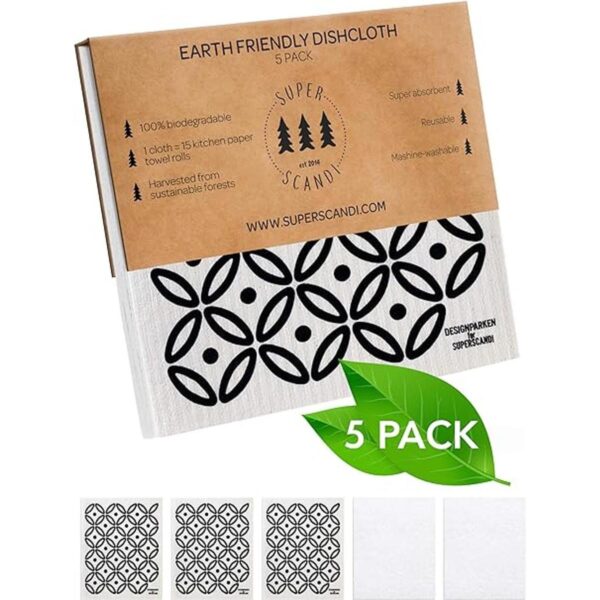 SUPERSCANDI Paquete de 5 3 estampados 2 paños blancos_2