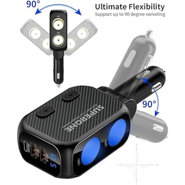 SUPERONE Divisor de encendedor de cigarrillos de 180 W con_2