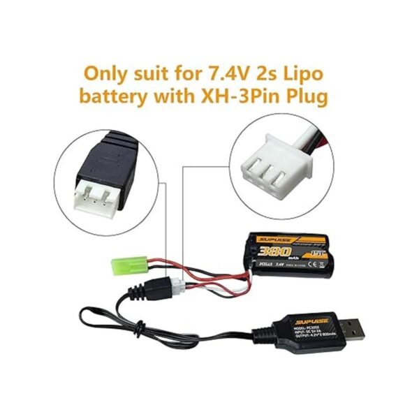 SUPULSE 2 cables de carga USB 2A para 2S 7.4V batería LiPo