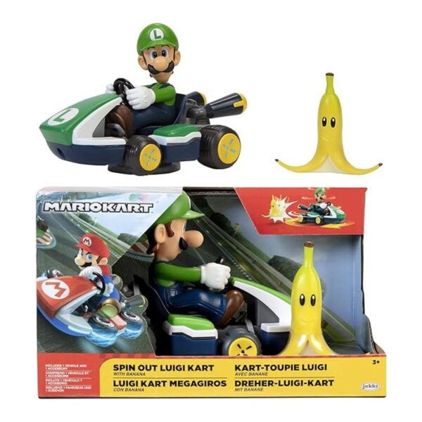 SUPER MARIO Spin Out Mariokart Vehículo Luigi Racer de