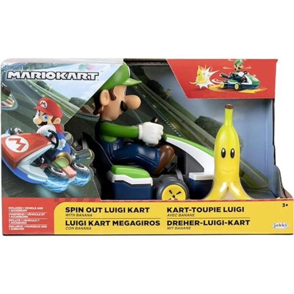 SUPER MARIO Spin Out Mariokart Vehículo Luigi Racer de