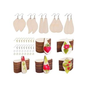 SUNNYCLUE Juego de 300 aretes de madera sin terminar con 5