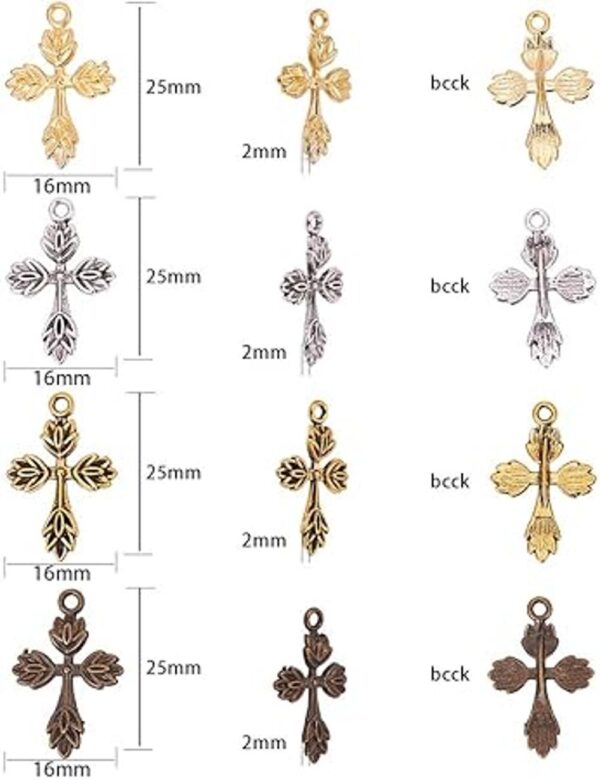 SUNNYCLUE 80Pcs 4 Color Cross Charms Pendants Alloy Easter_4
