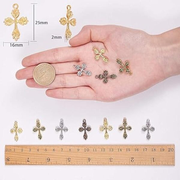 SUNNYCLUE 80Pcs 4 Color Cross Charms Pendants Alloy Easter_5