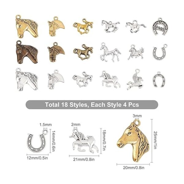 SUNNYCLUE 1 caja de 72 dijes de caballo de aleación_2