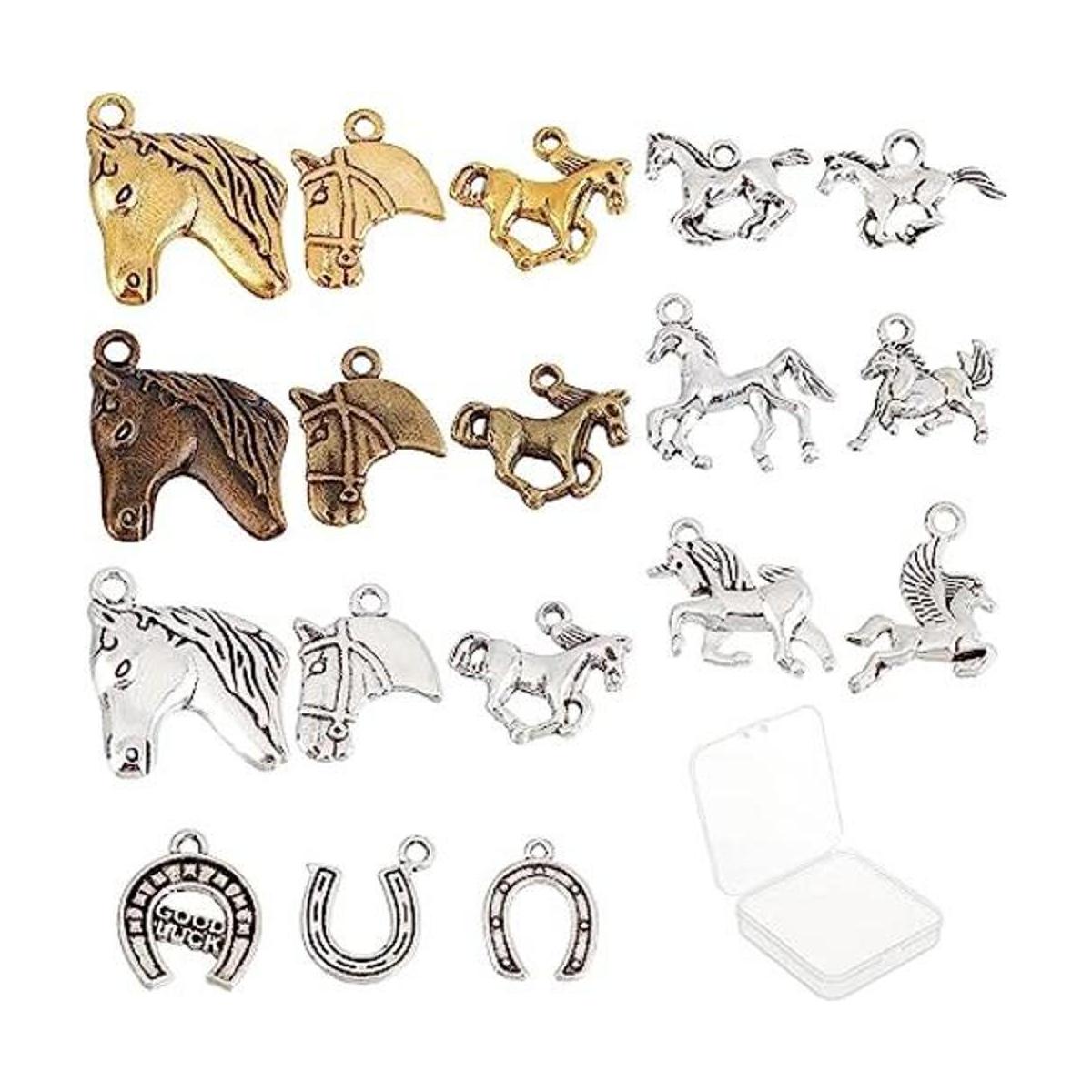 SUNNYCLUE 1 caja de 72 dijes de caballo de aleación