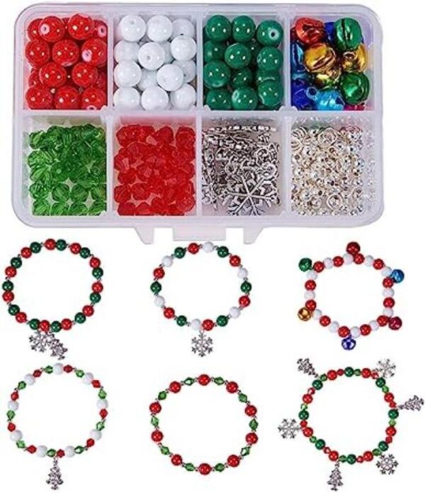 SUNNYCLUE 1 caja de bricolaje de 6 pulseras de Navidad con