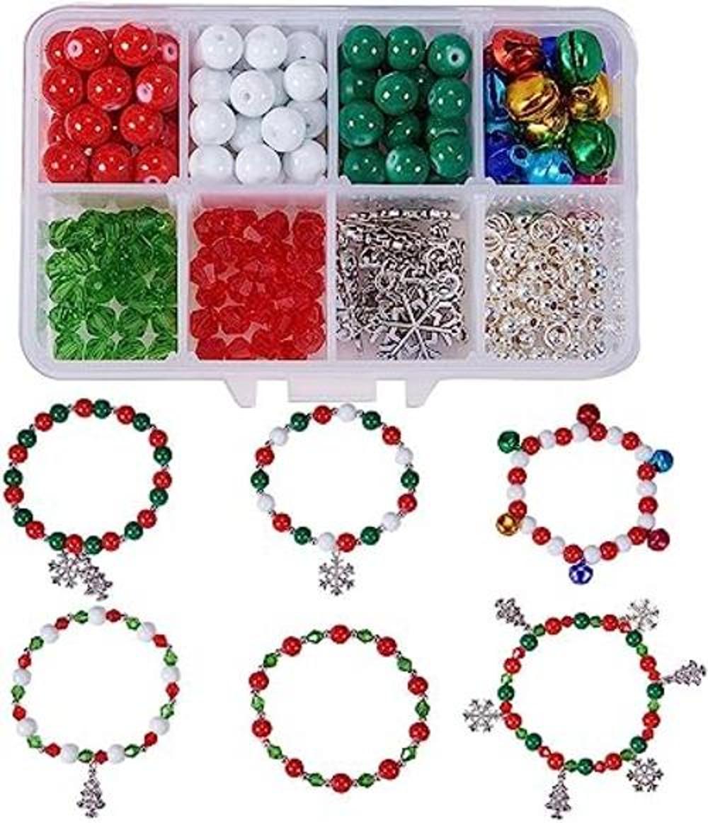 SUNNYCLUE 1 caja de bricolaje de 6 pulseras de Navidad con