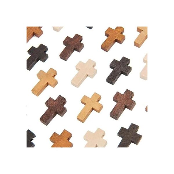 SUNNYCLUE 1 caja de 60 colgantes de cruz de madera de 5_4