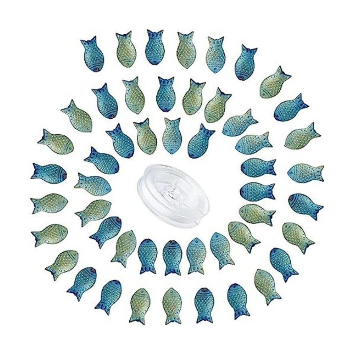 SUNNYCLUE 1 caja de 50 cuentas de peces de cristal azul