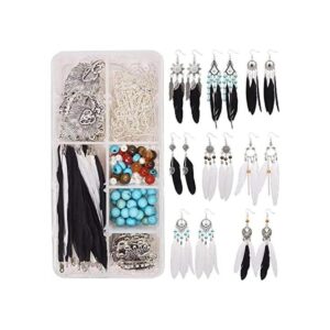 SUNNYCLUE 1 caja DIY 8 pares de plumas largas bohemias