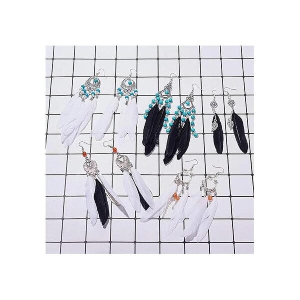 SUNNYCLUE 1 caja DIY 8 pares de plumas largas bohemias