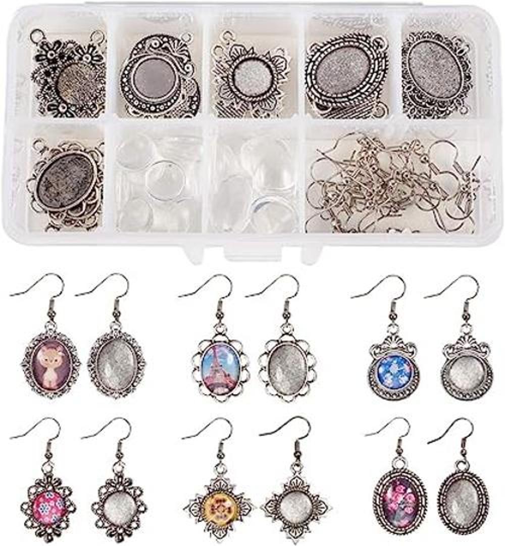 SUNNYCLUE 1 caja DIY 12 pares de pendientes redondos
