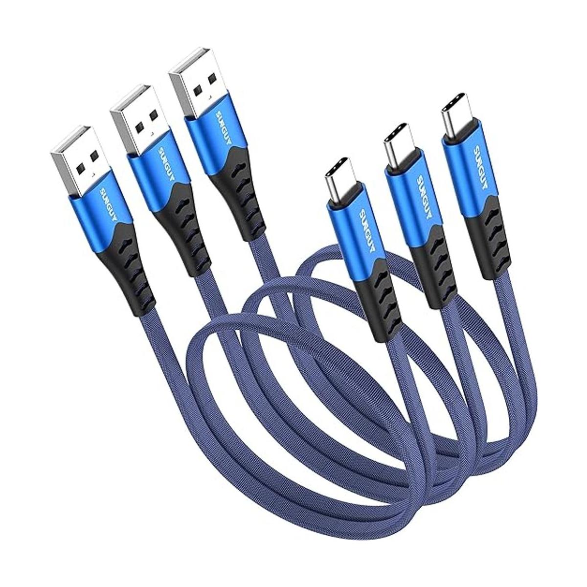 SUNGUY Cable USB C de 1.5 pies paquete de 3 cable plano