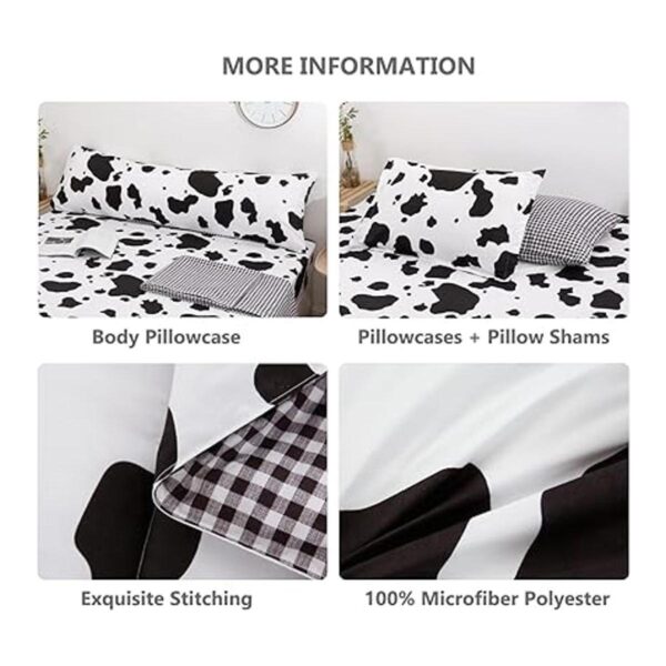 SUCSES Juego de edredón con estampado de vaca en blanco y