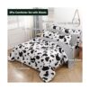 SUCSES Juego de edredón con estampado de vaca en blanco y