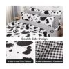 SUCSES Juego de edredón con estampado de vaca en blanco y