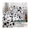 SUCSES Juego de edredón con estampado de vaca en blanco y