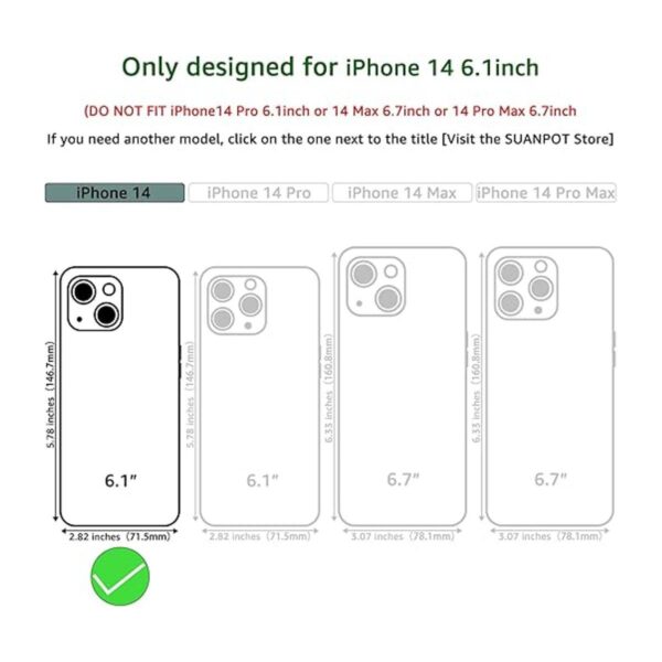 SUANPOT Funda tipo cartera para iPhone 14 de poliuretano_2