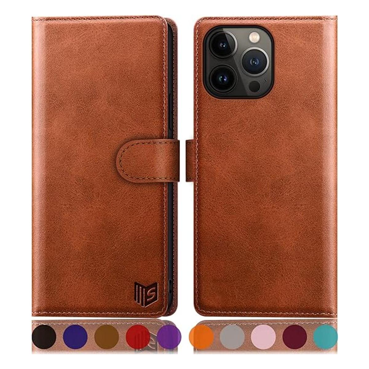 SUANPOT Funda tipo cartera de poliuretano para iPhone 14