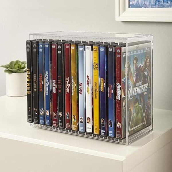 STORi Soporte apilable de plástico transparente para DVD_3