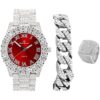 ST10327SET3PC Reloj con números romanos totalmente helado_1