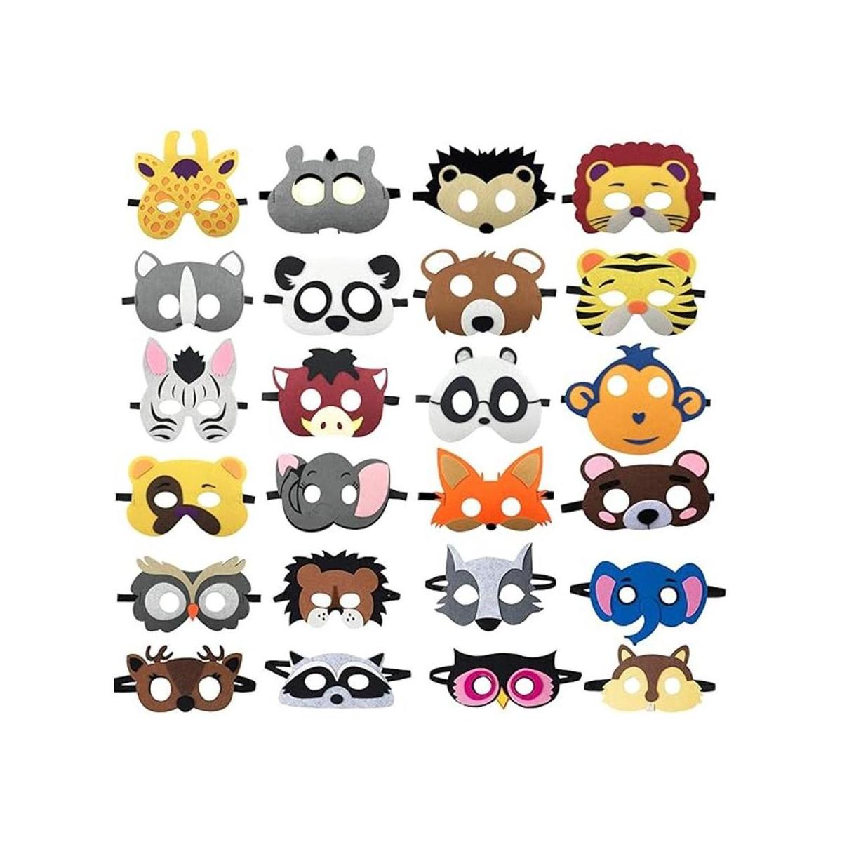 SSZS Paquete de 24 máscaras de animales para niños juego