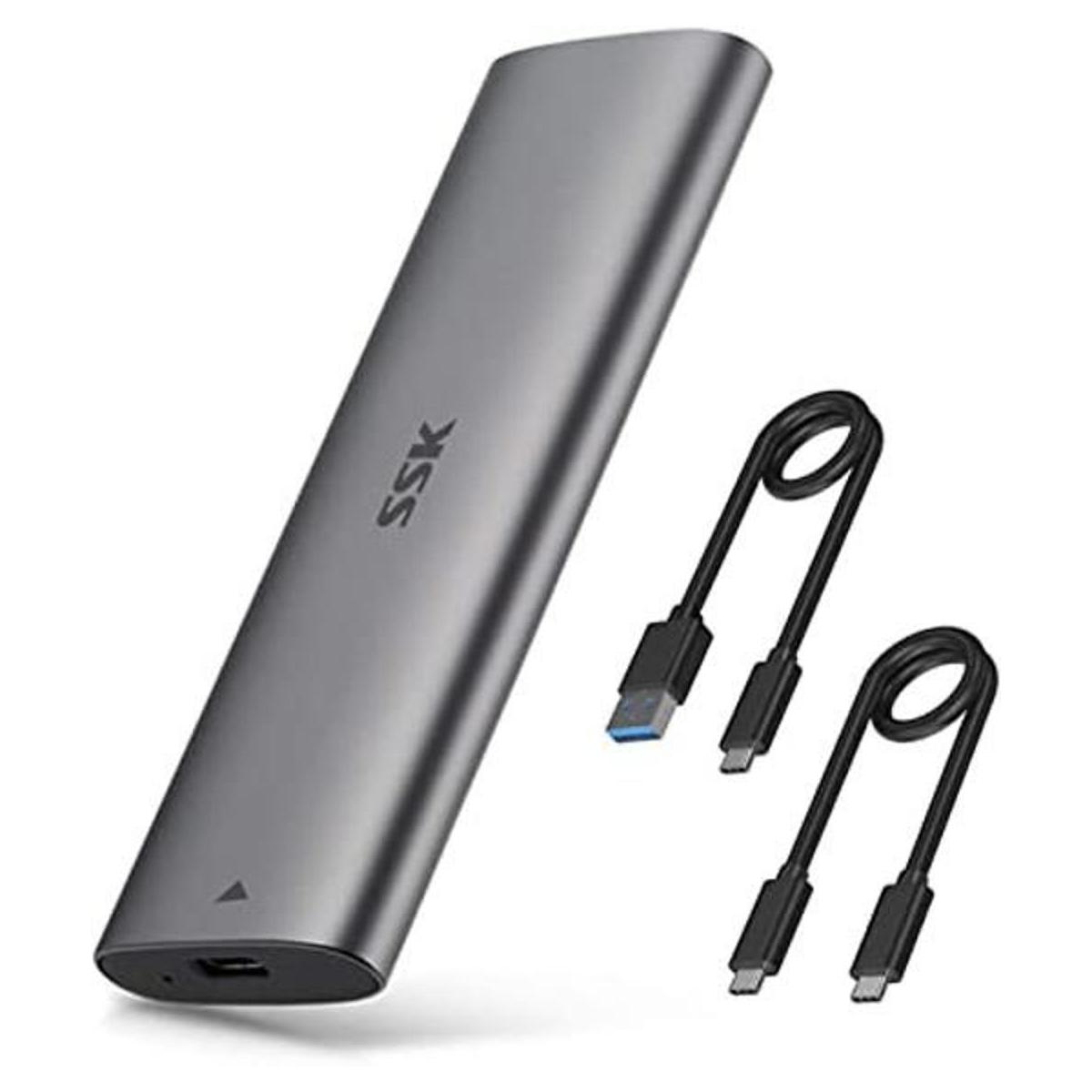 SSK Lector de caja SSD de aluminio USB C a M.2 NVMe sin