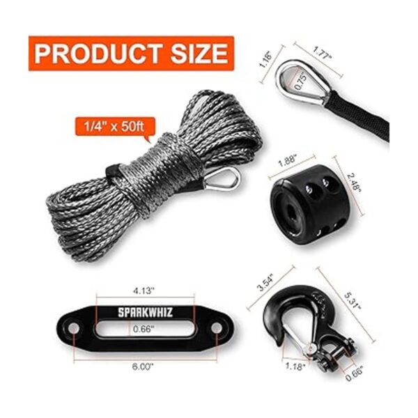 SPARKWHIZ Kit de cuerda de cabrestante sintético cable de_2