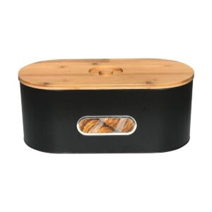 SOTECH Breadbox Contenedor con tapa de bambú y ventana de
